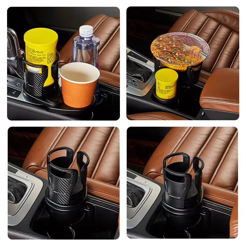 SEAMETAL 2 in 1 Car Cup Holder Expander 360 Degree Adjustable Base Drink Holder Anti-Shake Stable Auto Bottle Holder Organizer
